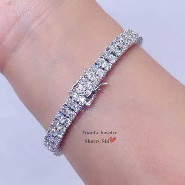 

drop shipping sterling silver white gold 3mm two rows moissanite tennis bracelet