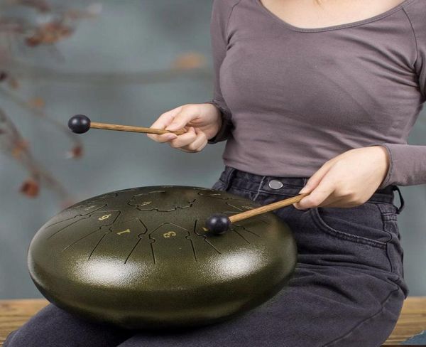 

steel tongue drum 12 inch 13 notes profession percussion instrument with mallets carry bag music book3923054