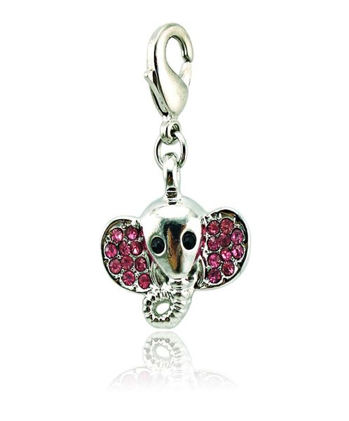 

whole fashion floating lobster clasp charms rhinestone elephant head bulk diy charms for jewelry making accessories7045055, Bronze;silver