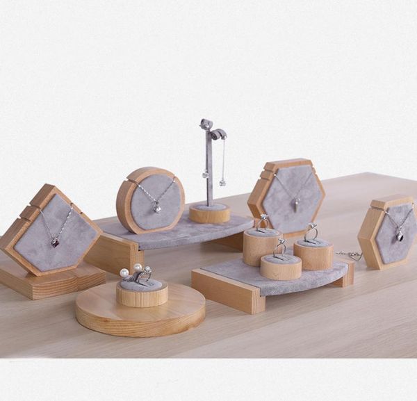 

luxury wood jewelry display stand jewellery boutique displays showcase trade show fair shelf exhibitor ring earring necklace brace5245034, Black
