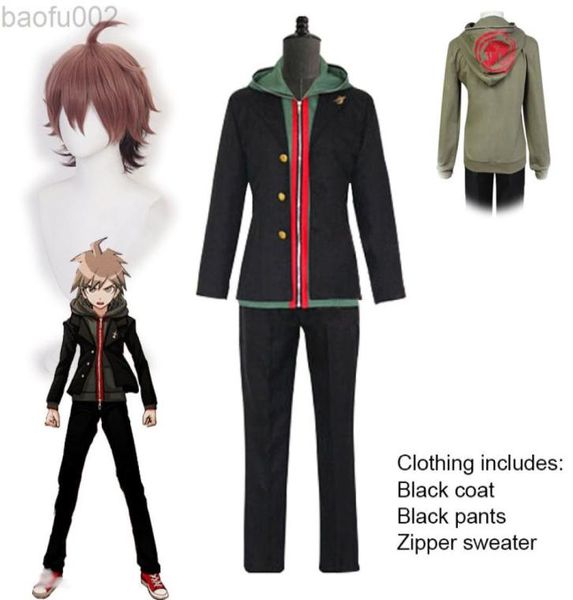

makoto naegi cosplay come danganronpatrigger happy havoc makoto wig halloween uniform sets l2208021268502, Black