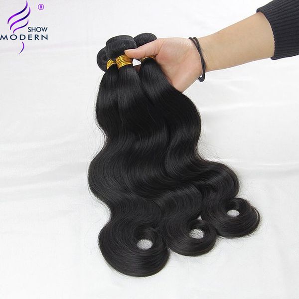 

modern show human hair bonundles body wave boundles 10-32 inch human natural hair 1/3/4 pcs with closure 100% remy hair on sale, Black