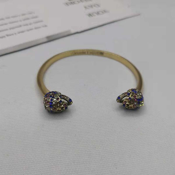 

fashion designer alexander queen blue colorful diamond skull head bracelet for women with a high sense of personalized style ancient gold gh, Silver