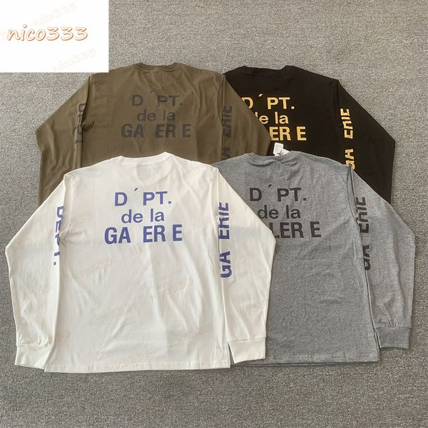 

23ss new ga depts french arm letters printed cotton loose round neck versatile casual men and women long-sleeved trend, White;black