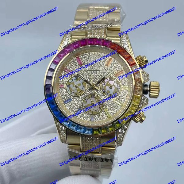 

wristwatches cosmograph 116508 40mm yellow gold chronograph working eta 2813 movement automatic mens watch watches diamond dial luxury men&#, Slivery;brown