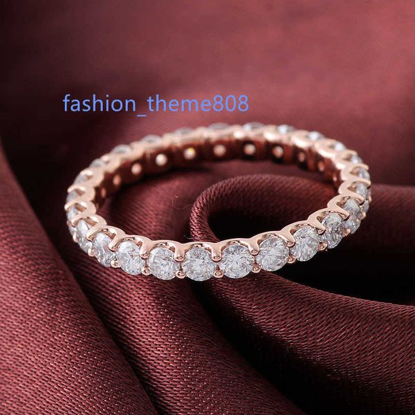 

14k rose gold index finger tail ring d color mosan full diamond row diamond ring female 2.4mm full mosan ring, Black
