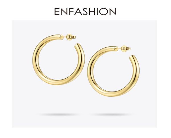 

enfashion big hoop earrings solid gold color eternity earings stainless steel circle earrings for women jewelry ec171022 j1907185089489, Golden;silver