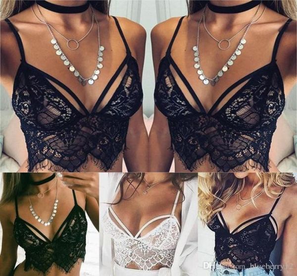 

new arrived women tank lace floral unpadded bralette bralet bra bustiers crop cami tank6326964, Black;white