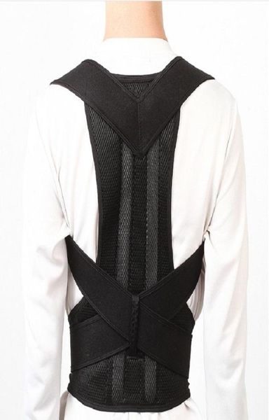 

adjustable back posture corrector clavicle spine back shoulder lumbar brace support belt posture correction prevents slouching5417898, Black;gray