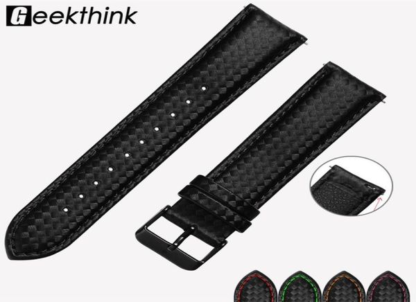 

20mm 22mm quick release black carbon fiber leather watch strap band for gear s3 s2 classic width replacement band1962691, Black;brown