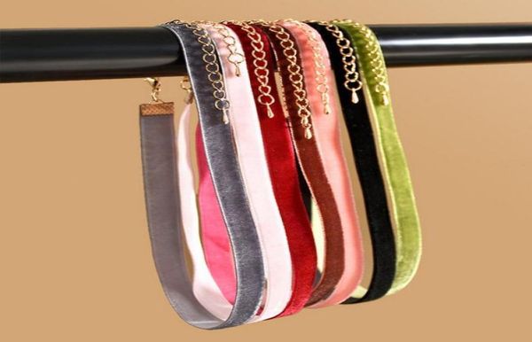

original punk new fashion choker colorful velvet strip female choker necklace retro gothic collar necklaces for women gift69708204450703, Golden;silver