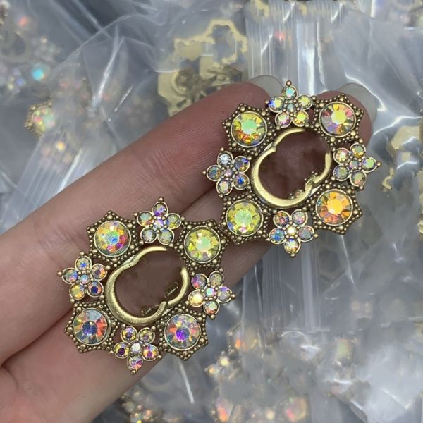

earrings women designer double letter stud ggity luxury geometric crystal heart-shaped couple earrings for lady party wedding kg6b, Golden;silver