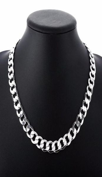 

12 mm curb chain necklace for men silver 925 necklaces chain choker man fashion male jewelry wide collar torque colar1183556