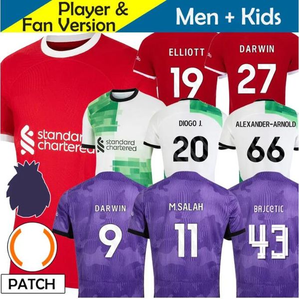 

23 24 soccer jerseys kids kit home away third 3rd 2023 2024 mohamed diogo luis diaz alexander arnold football shirts mac allister gakpo thia, Black;yellow