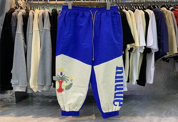 

high street pants men women casual loose drawstring overalls patchwork sweatpants3546226, Black
