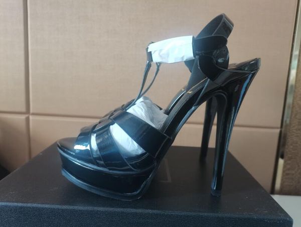 

5a y902230 sandals tribute 13.5cm/.5cm heel 3cm platform sandal slippers discount designer shoes for women size 34-41 fendave, Black