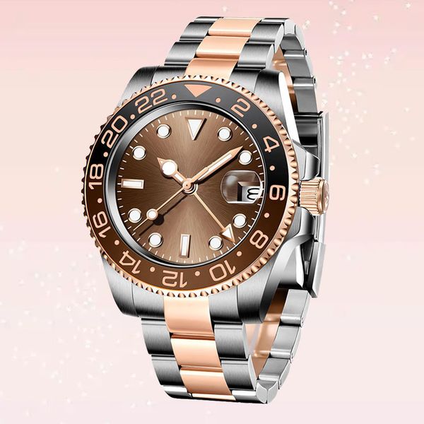 

mens watch automatic mechanical watches 41mm all stainless steel sapphire waterproof and luminous designer watches business montre de luxe, Slivery;brown
