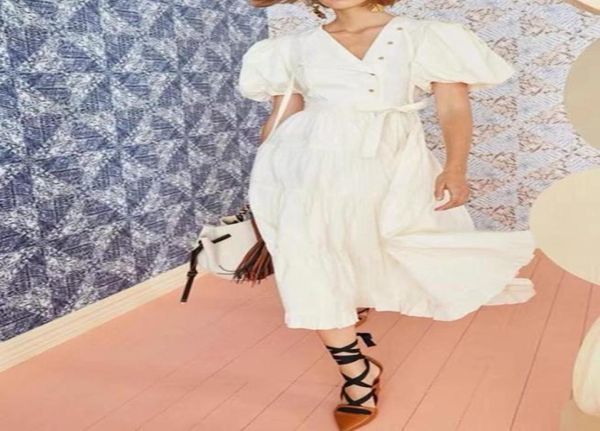 

milan 2022 new dress pressed pleated large skirt bow tie solid color short sleeved dress7890899, Black;pink