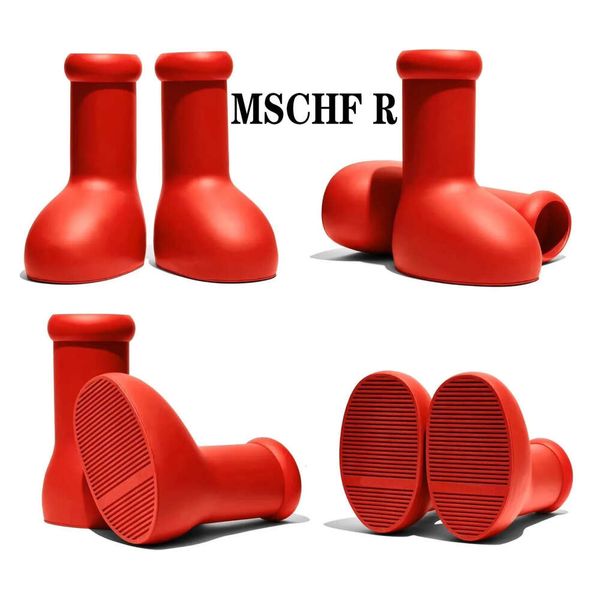 

2023 mschf men women rain boots designers big red boot thick bottom non-slip booties rubber platform bootie fashion astro boy size867
