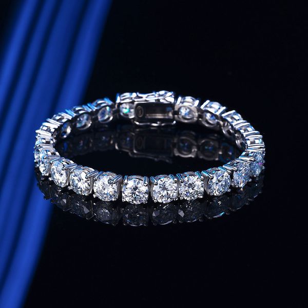 

passed test 6.5mm 15/16/17/18/19/20/21/22/23cm 925 sterling silver 1ct round moissanite tennis bracelet for men women nice gift, Black