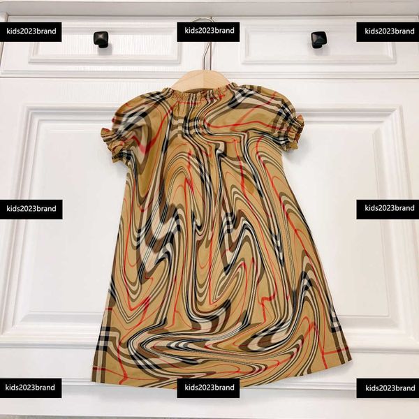 

designer baby dress summer girl short sleeved dress fashion stripe design skirt size 90-160 cm new product april07, Red;yellow