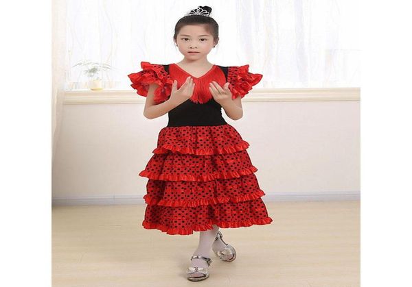 

stage wear dance dress for girls traditional spanish flamenco baby classic flamengo gypsy style skirt bullfight festival ballroom 1169159, Black;red