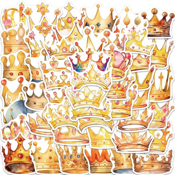 

50pcs imperial crown stickers cute cartoon gold right graffiti stickers for diy luggage lapskateboard motorcycle bicycle stickers