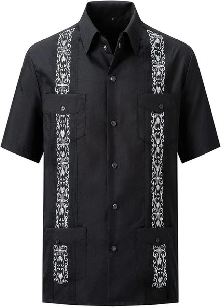 

mens snap shirts casual guayabera shirts short sleeve01238570883, White;black