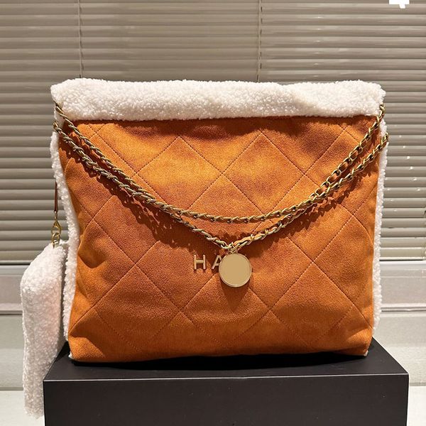 

two-tone patchwork lamb wool women designer 22 bag with coin charm little purse gold letters metal hardware matelasse chain shoulder handbag