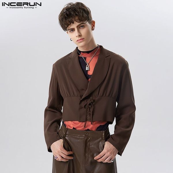 

men's suits blazers incerun 2023 american style handsome mens cropped design suit jackets casual streetwear party male selling blazer, White;black