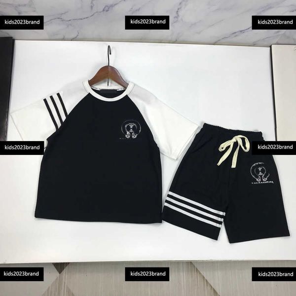 

kids clothes child summer sets baby 2pcs short sleeve suit gradient polo shirt and fashion shorts stripe decoration tracksuit, White