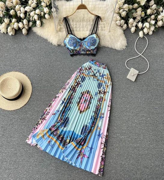 

work dresses 2023 summer boho beach holiday two piece set women skirt suit strapless crop and high waist pleated long out9750470, White;black