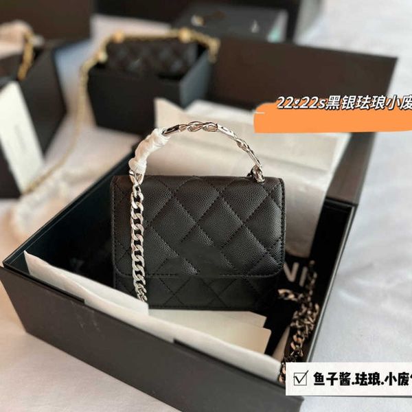

2023 new leisure 22s enamel handle small waste bag caviar cowhide mouth red bag coco zero purse women's bag
