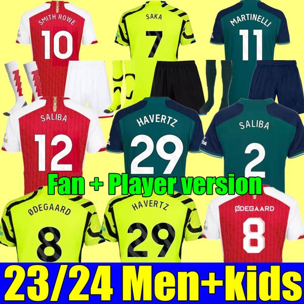 

new 23 24 saka soccer jersey home away 3rd jorginho martinelli odegaard ars thomas arsen nicolas tierney smith 2023 2024 men kids kit boys f, Black;yellow