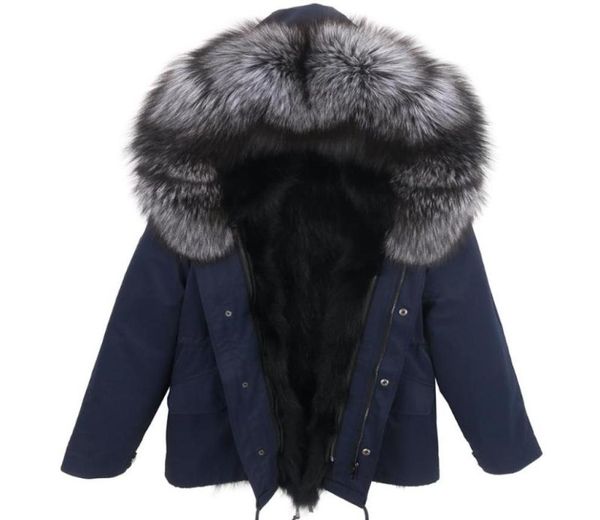 

man 7xl fur coat parkas winter jacket coat waterproof parka big real fur collar natural liner long outerwear6793344, Black