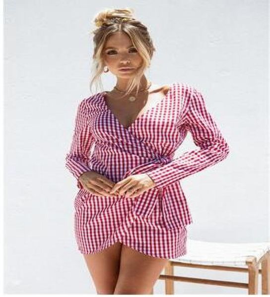 

new style of long sleeve of euramerican foreign trade shows thin plaid dress beach wind 8020937, Black;gray