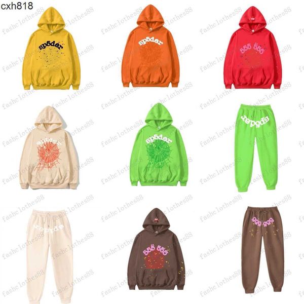 

sp5der young thug 555555 men women hoodie foam print spider web graphic pink sweatshirts y2k pullovers s-2xl, Black