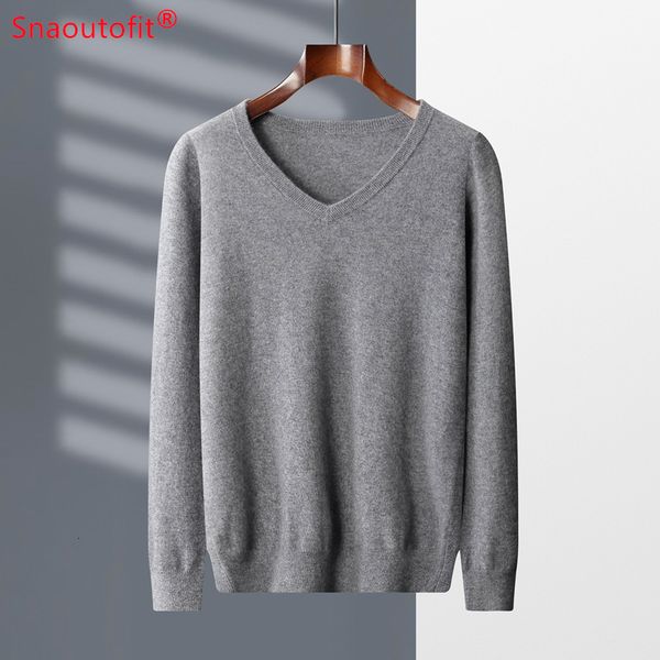 

men's tracksuits snaoutofit men clothing pure cashmere sweater vneck business casual jumper 2023 spring autumn basic knit pullover 2308, Gray
