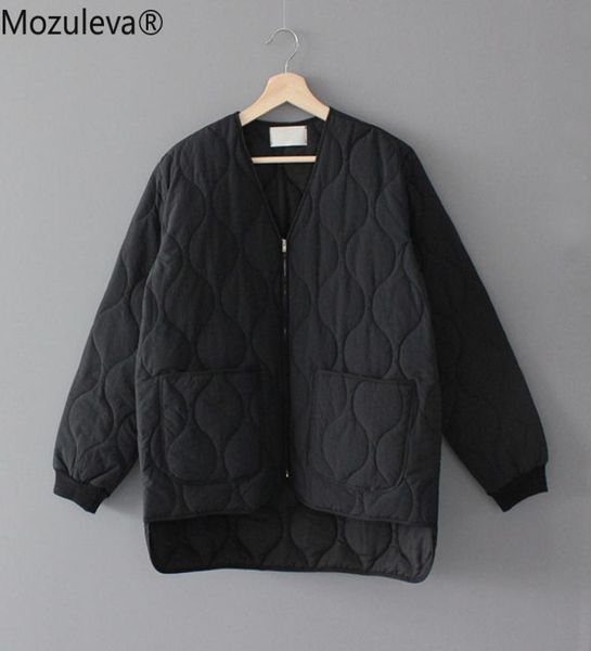 

autumn winter women jackets vneck quilted puffer parkas highquality warm oversize vintage wild coat femme 2104271085347, Black;brown