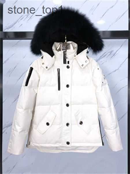 

down jacket mooses knuckles men's fur collar parka winter waterproof white duck coat canada fashion men and women couples mooses casual, Black