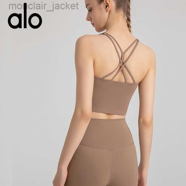 

desginer alos yoga spring/summer new bra wearing shock absorbing sports tank for women's back fitness bra, White