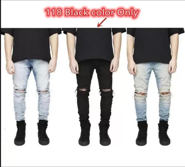 

men039s skinny jeans men destroyed straight slim fit biker pants ripped denim washed hiphop ins trousers usa local warehouse8881779, Blue
