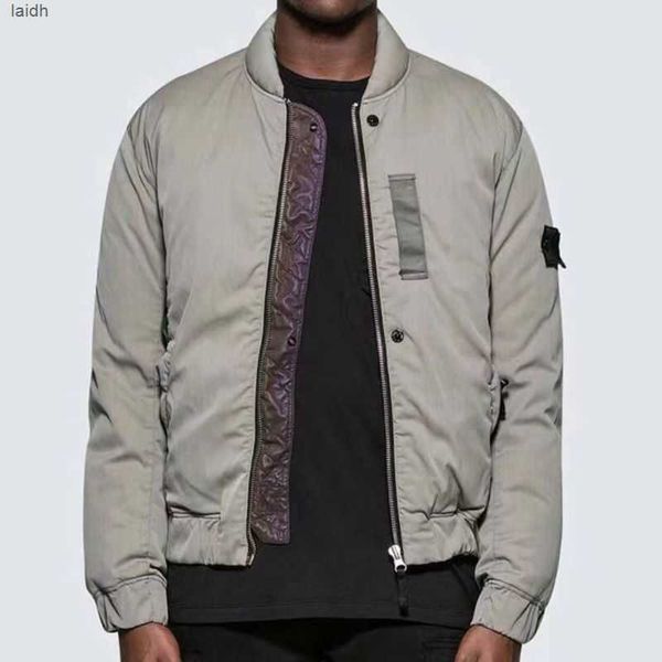 

designer stone reflective waterproof jacket mens down island street tide jackets long sleeve zipper badges women fashion windbreaker eojt, Black