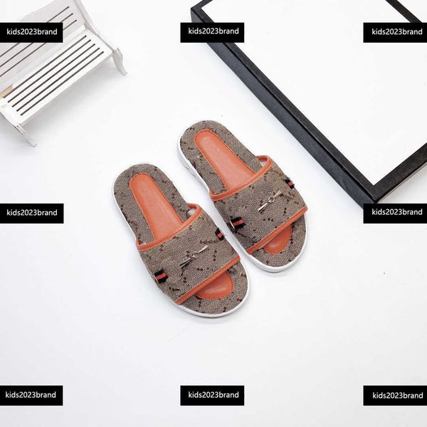 

designer kids sandals girl slippers child metal decoration shoes boys fashion shoes summer baby slides box packaging children' size 26, Black;grey
