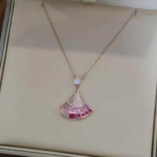 

18k rose gold new full gradient skirt necklace fashion feminine joker designer pendant clavicle chain., Silver