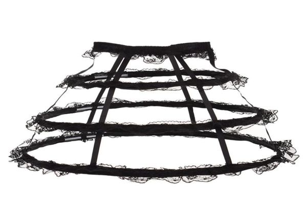 

women ruffled lace crinoline cage petticoat bustle lolita skirt pannier underskirt for carnival party whiteblack3359324, Silver