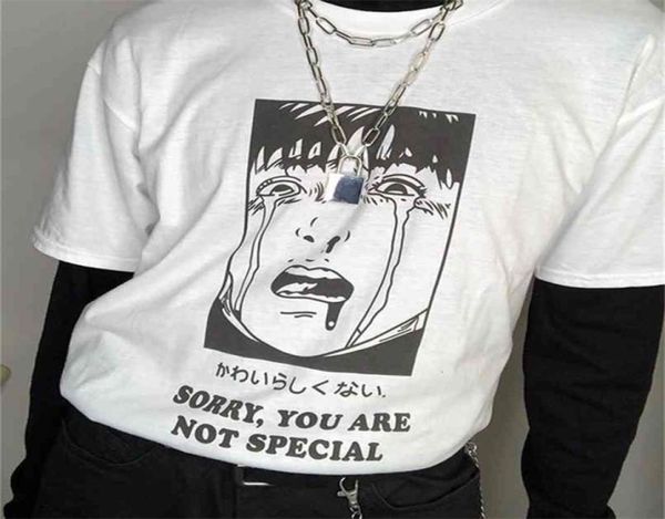 

sorry you are not special anime tshirt 90s harajuku style oversized tee street manga shirt 2105122192757, White
