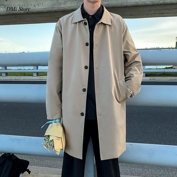 

men's jackets dimi trench men turn down collar singlebreasted chic solid british style spring autumn outwear loose allmatch fashion 230, Black;brown