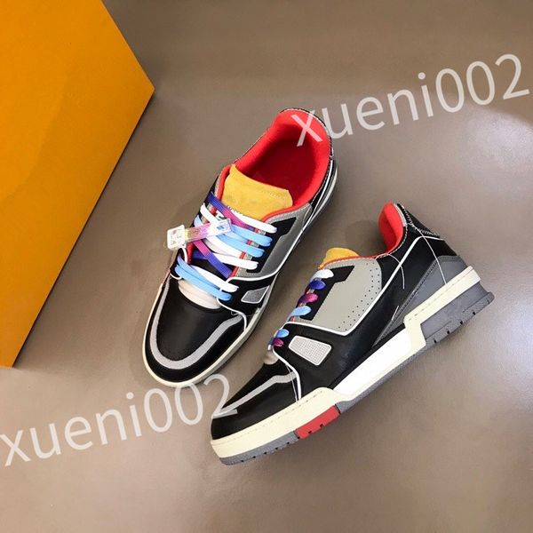 

new luxury designer casual shoes genuine leather classic plaid sneakers stripe shoes fashion sneakerscolor stripe sneakers size39-44 rd1012, Black