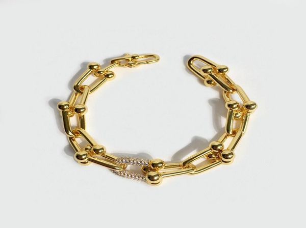 

bracelets brand pure sterling for women h circle thick chain bracelet 925 silver party bangle jewelry9441056, Golden;silver